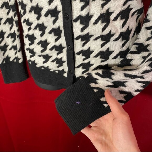 Merona Black and White Houndstooth Cotton Knit Cardigan - Picture 6 of 6